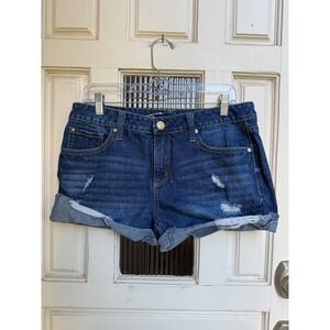Seven7 Weekend Denim Shorts Blue‎ Cotton Blend Zip Solid Size 6